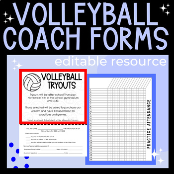 Preview of Editable Volleyball Forms for Coaching