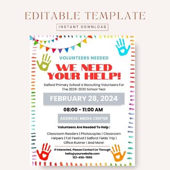 Preview of Editable Volunteer Recruitment Flyer