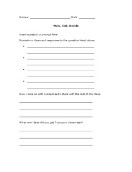 Preview of Walk, Talk, Decide template(editable & fillable resource)