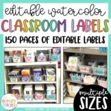 Editable Water Color Labels Colorful Classroom Decorations