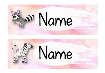 Editable Watercolor Animal Tub Labels by Teaching with Miss Peney