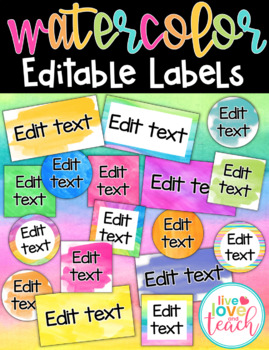 Preview of Editable Watercolor Brights Labels