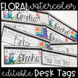 Editable Watercolor Floral Desk Tags / Name Plates