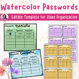 Editable Watercolor Password | Passcode | Digital Learning