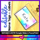 Editable Watercolor Rainbow Name Tags or Labels . back to 