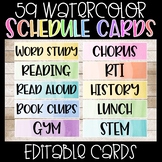 Editable Watercolor Schedule Cards