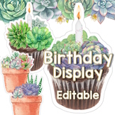 Editable Watercolor Succulents Birthday Display