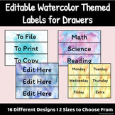 Editable Watercolor Themed Labels for Drawers