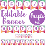 Editable Watercolour Classroom Banner - Purple