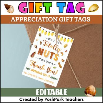 Teacher Appreciation Gift Tags Editable, Printable Custom Thank