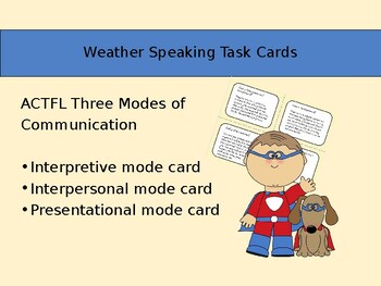 Preview of Editable Weather Speaking Task Cards for All Levels (ACTFL 3Communication Modes)