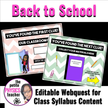 Preview of Editable WebQuest | Back to School
