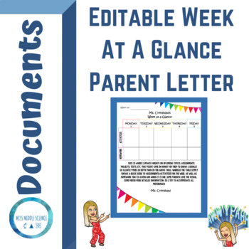 Preview of Editable Week At A Glance Parent Letter