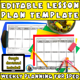 Special Education Lesson Plan Template Editable Week for S