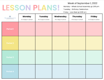 Editable Week Lesson Plan Templates|Digital Simple Pastels | TPT