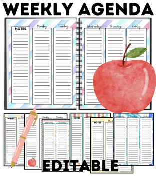 Preview of Editable Weekly & Daily Agenda | Teacher Lesson Planner Customizable