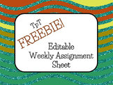 Free & Editable Weekly Assignment Sheet