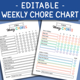 Editable Weekly Chore Chart - Daily & Weekly Checklist - Printable Daily Routine
