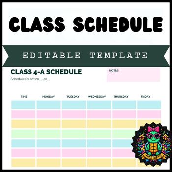 Preview of Editable Weekly Class Schedule Template for Teachers- Planners Organiser