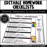 Editable Weekly Homework Checklists {Compatible With First