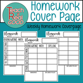 Editable Weekly Homework Cover Page/ Homework Template/ Pa