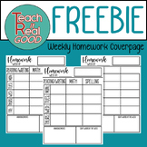 Editable Weekly Homework Cover Page/ Template/ Coverpage/ 