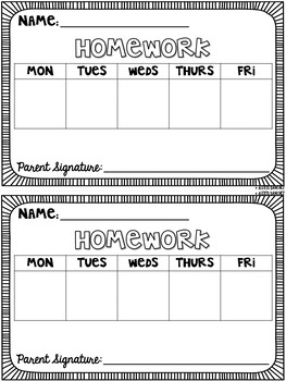 weekly homework template