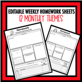 free printable weekly homework sheet
