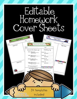 Preview of Editable Homework Covers