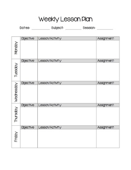 Editable Weekly Lesson Plan Template by Carrie Kiger TpT