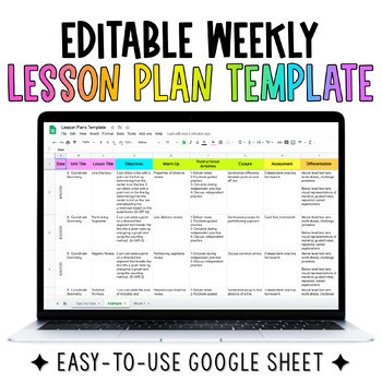 Preview of Editable Weekly Lesson Plan Template