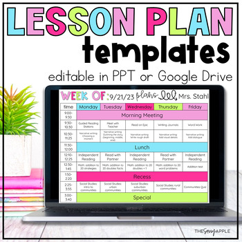 Preview of Lesson Plan Templates Editable Weekly Digital Printable | PPT Google Slides PDF
