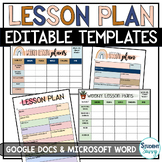 Lesson Plan Templates Editable Daily Teacher Planner Digit