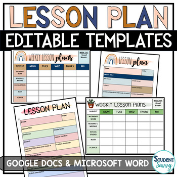 Preview of Lesson Plan Template Editable Daily Teacher Planner Digital Resource June Summer