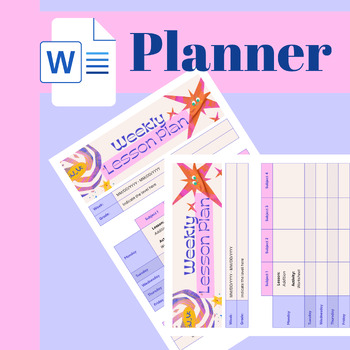 Preview of Editable Weekly Lesson plan template: Planner Google Docs Template Tpt Calendar
