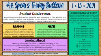 Preview of Editable Weekly Parent Bulletin (PowerPoint or Google Slides)