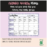 Editable Weekly Planner - + Literacy and Numeracy Group templates