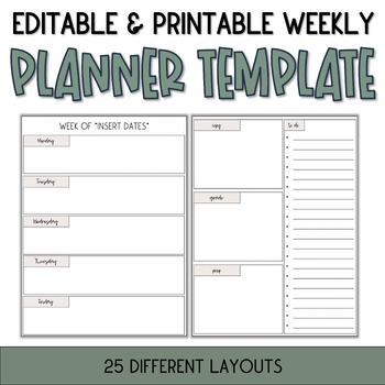 Preview of Editable Weekly Lesson Plan Templates | Neutral | Printable Digital Calendar