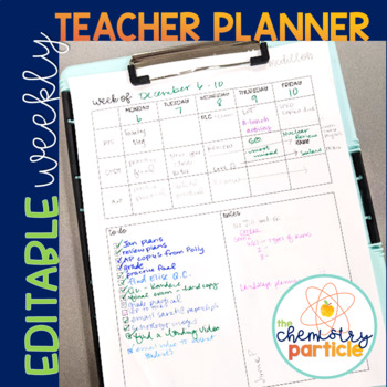 Editable Weekly Planner for High School Teachers by The Chemistry Particle