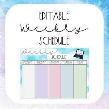 Preview of Editable Weekly Schedule- Virtual Learning