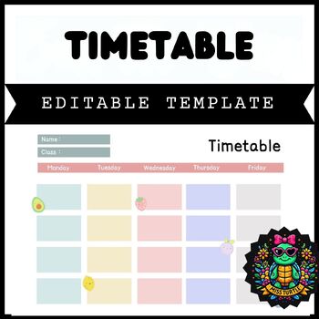 Preview of Editable Weekly Timetable’ Template for Teachers and Students