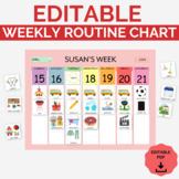 Editable Weekly Visual Routine Chart with Cards Schedule for Kids