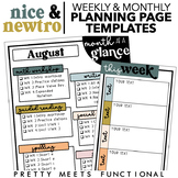Editable Weekly and Monthly Planning Page Templates Insert
