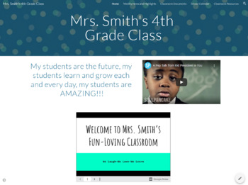 Preview of Editable Welcome Back Website Template for Families Students and Classroom News