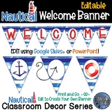 Editable Welcome Banner - Nautical Theme Classroom Decor