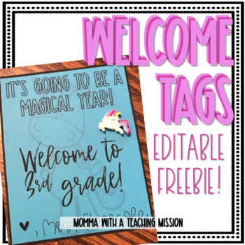 Preview of Editable Welcome Cards/Tags K-5