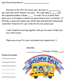 Editable Welcome Letter (For Parents/Families!)