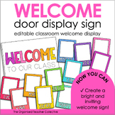 Editable Welcome Sign Door Display - Bright Rainbow Classr