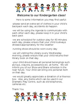 Editable Welcome to Kindergarten Sample Letter | TPT