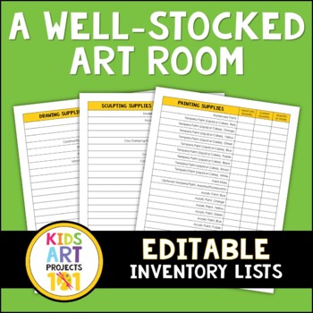 Preview of Editable Well-Stocked Art Room Inventory Planning Lists